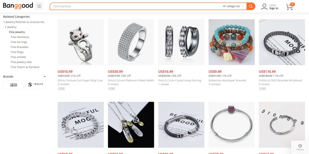 Jewelry dropshipping products on Banggood