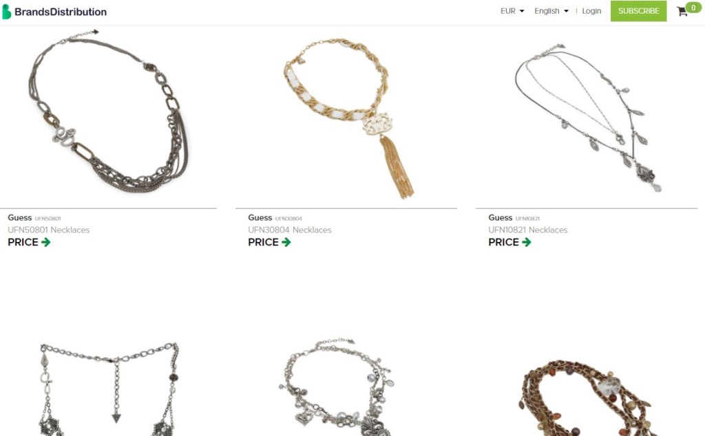 Jewelry dropshipping products on BrandsDistribution