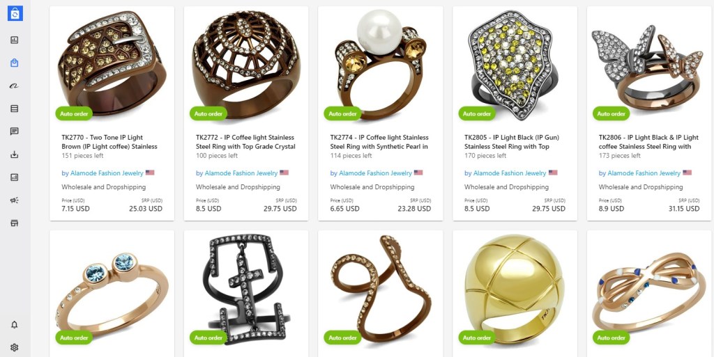 Jewelry dropshipping products on Syncee