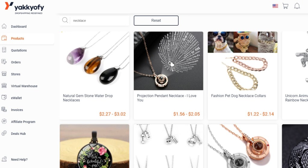 Jewelry dropshipping products on Yakkyofy