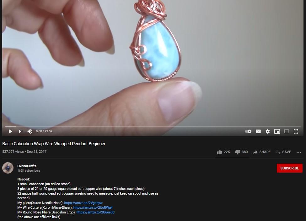 Jewelry making YouTube video example