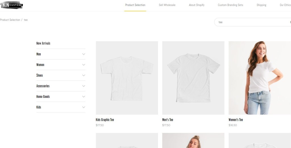 KinCustom custom print-on-demand t-shirt dropshipping company