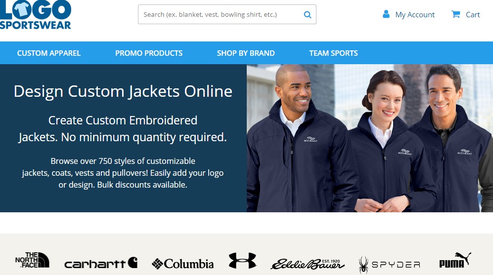 Logo Sportswear online custom jacket printing service & company