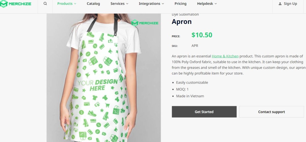 Merchize apron print-on-demand company