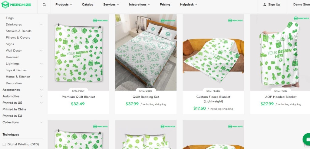 Merchize bedding & blanket print-on-demand company