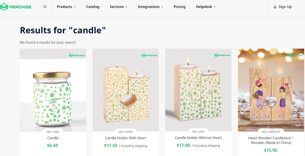 Merchize candle print-on-demand company