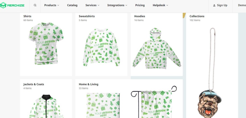 Merchize all-over print-on-demand company for t-shirts, hoodies & sweatshirts
