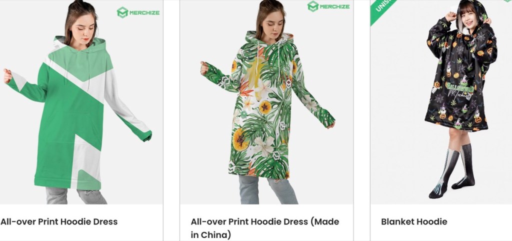Merchize custom hoodie dress print-on-demand supplier