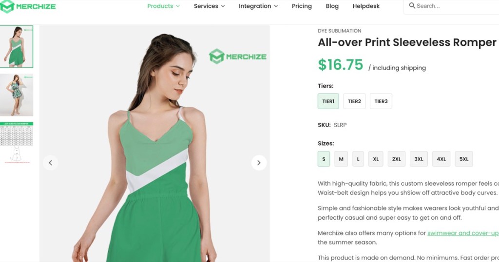 Merchize custom romper & jumpsuit print-on-demand supplier