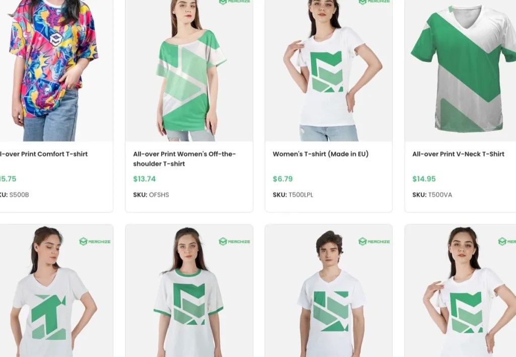 Merchize custom t-shirt print-on-demand supplier for Etsy