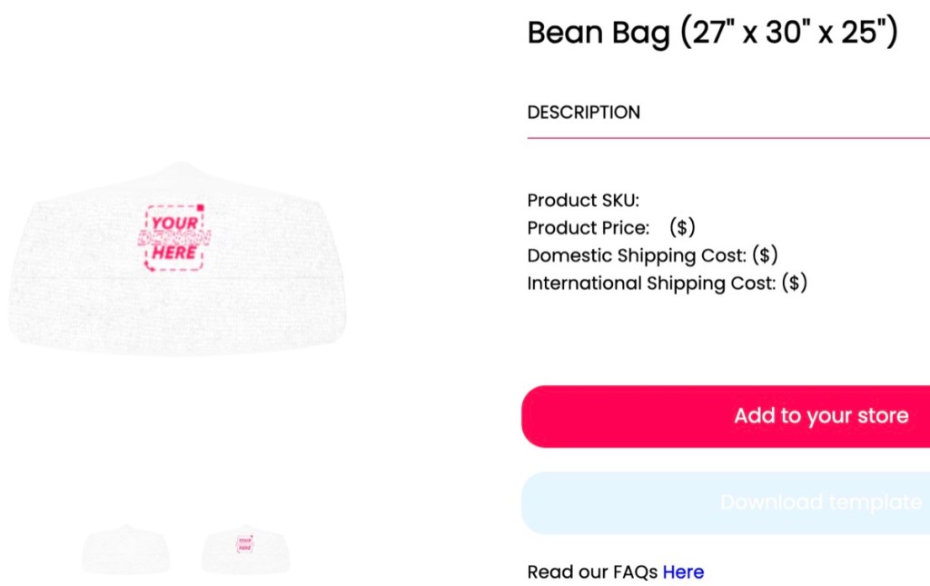 M.i.A Merchandise bean bag chair print-on-demand supplier