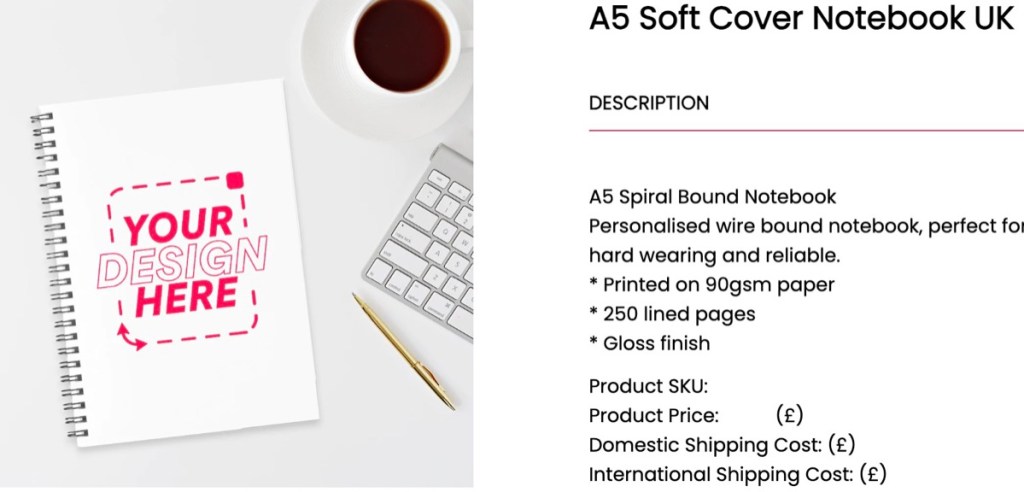 M.i.A Merchandise spiral notebook print-on-demand supplier