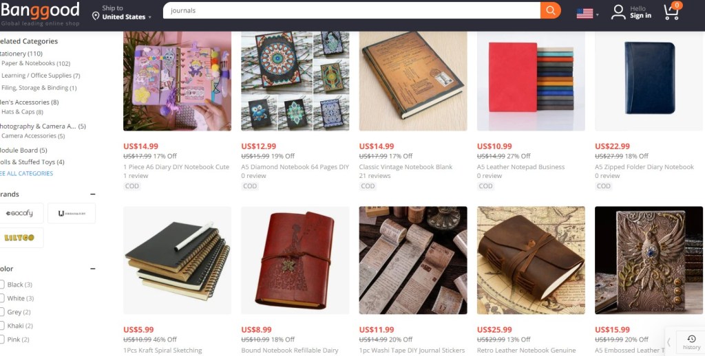 Notebook dropshipping products on Banggood