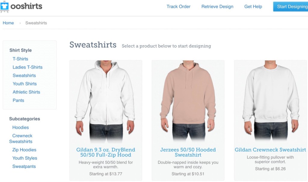 OoShirts cheapest online custom hoodie & sweatshirt printing service & company