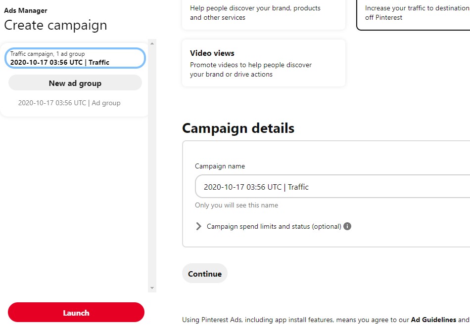 Create an ad campaign on Pinterest