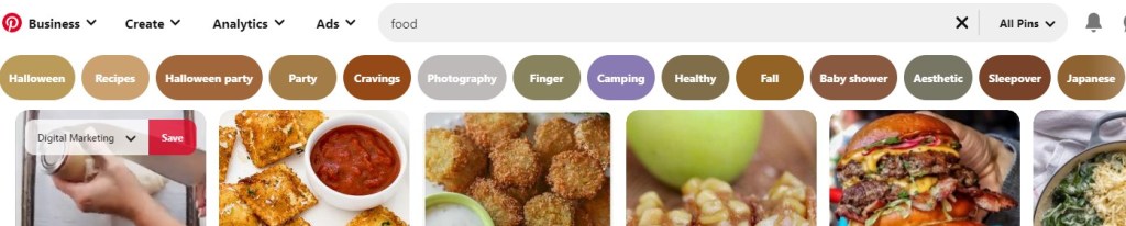 Pinterest suggestions for "food"