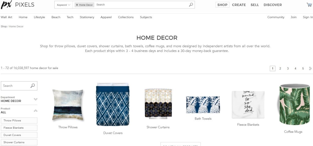 Pixels furniture & home decor print-on-demand company