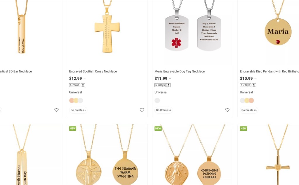 PopCustoms custom necklaces print-on-demand supplier
