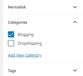Wordpress blog post categories