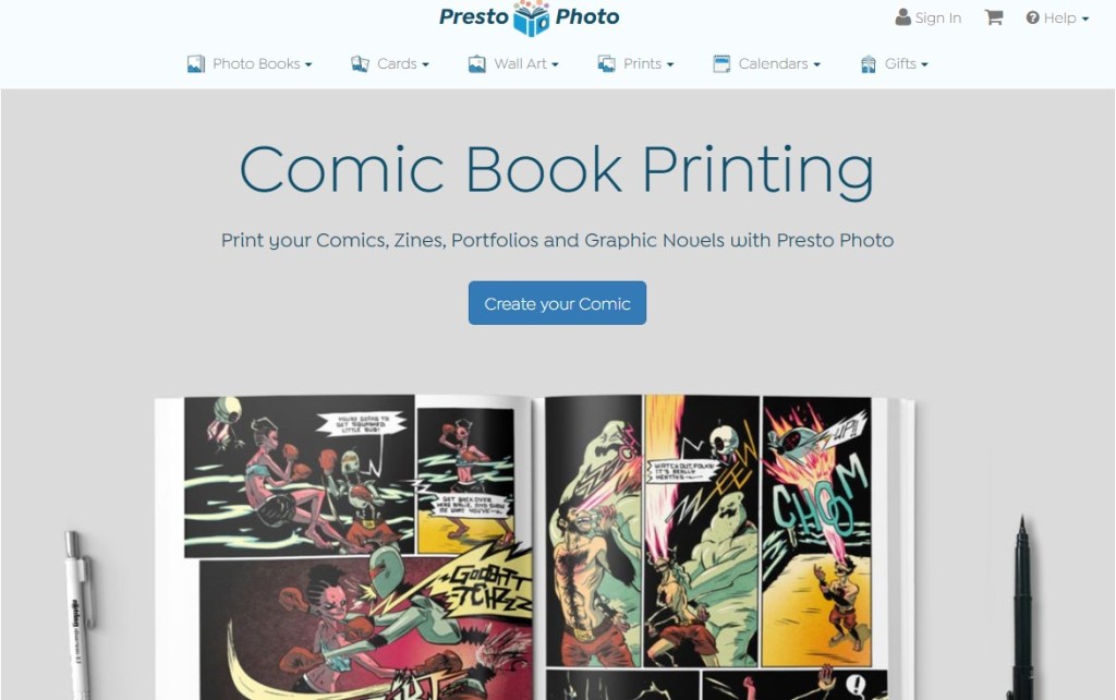 PrestoPhoto comic book print-on-demand company