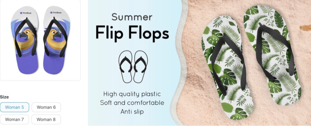 Printbase custom flip flops print-on-demand supplier