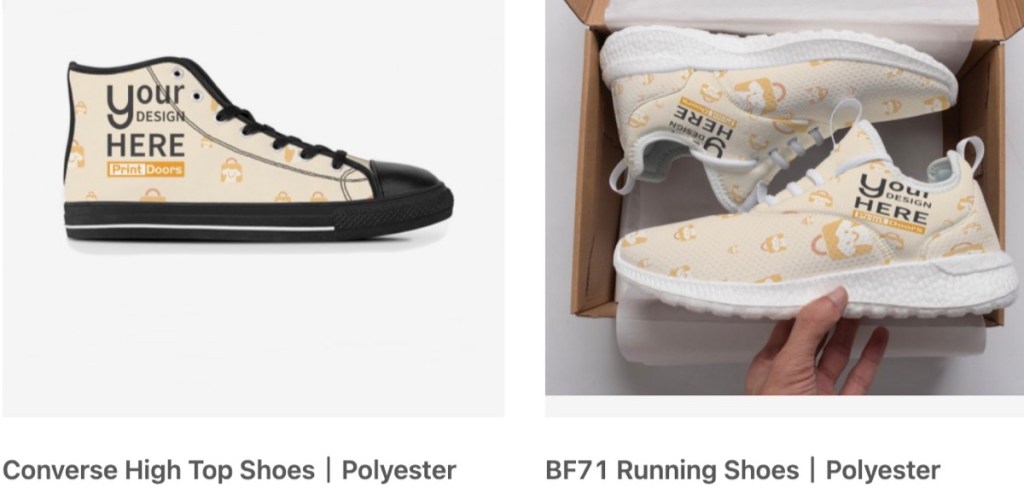 PrintDoors shoes & sneakers print-on-demand suppliers for Shopify