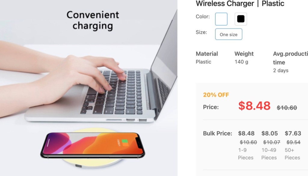 PrintDoors wireless charger print-on-demand supplier