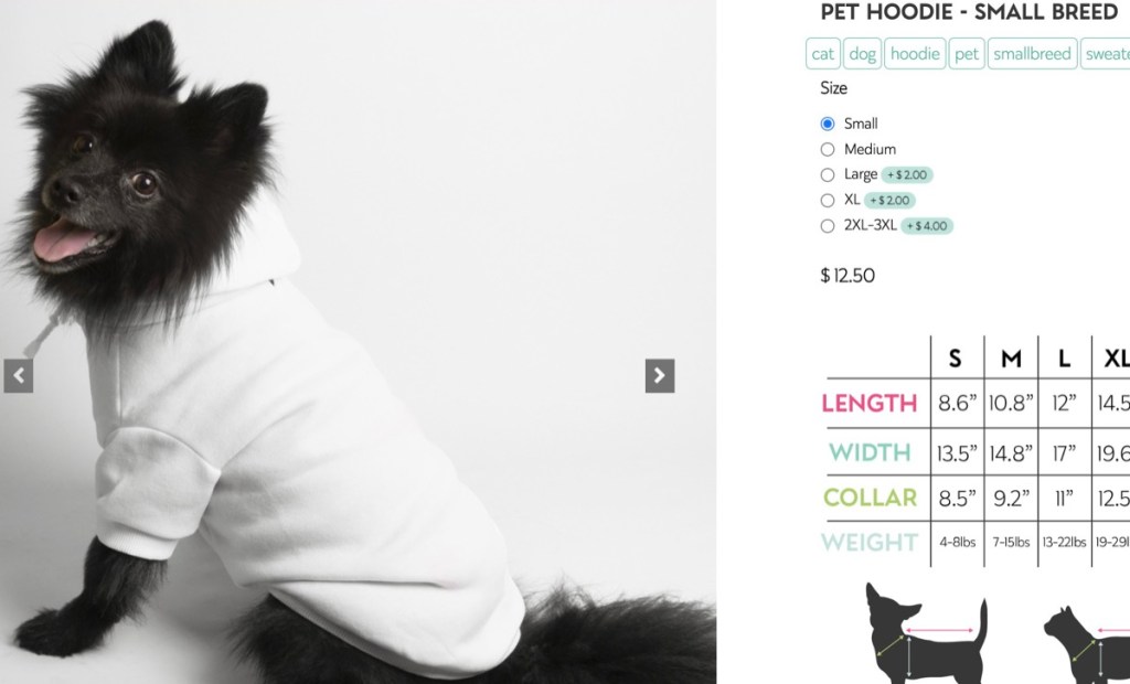 Printed Mint custom pet dog/cat hoodie print-on-demand supplier