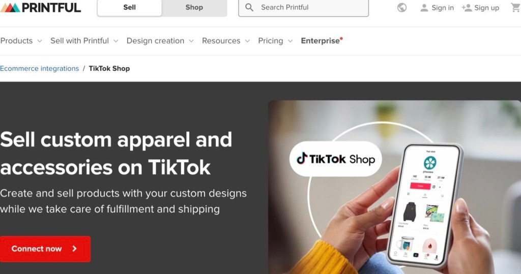 Printful TikTok Shop print-on-demand supplier