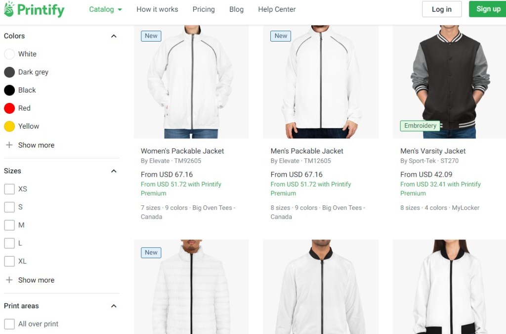 Printify coat & jacket print-on-demand company