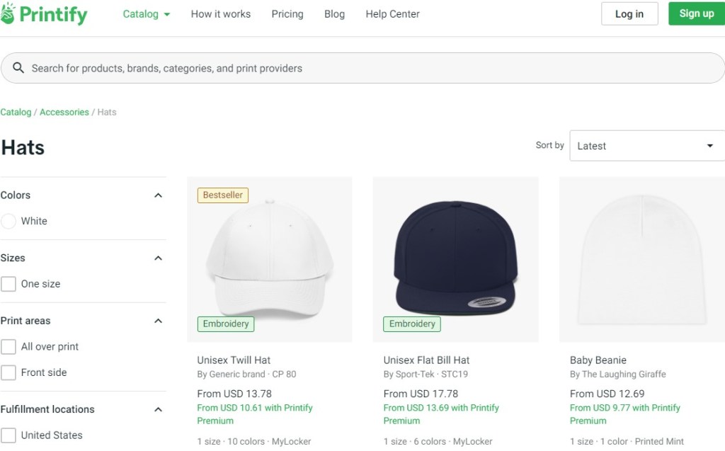 Printify hat & beanie print-on-demand company