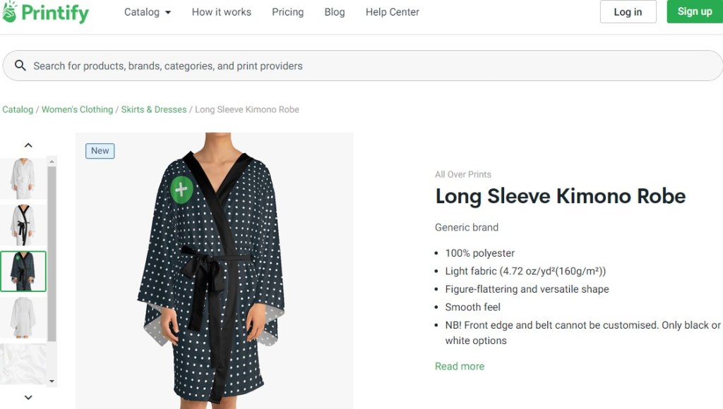 Printify kimono & robe print-on-demand company