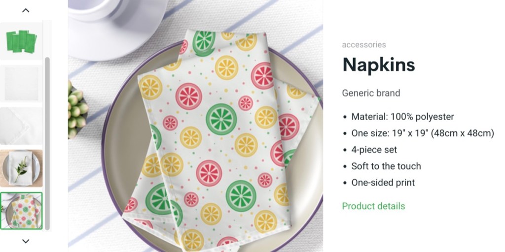 Printify custom napkin print-on-demand supplier