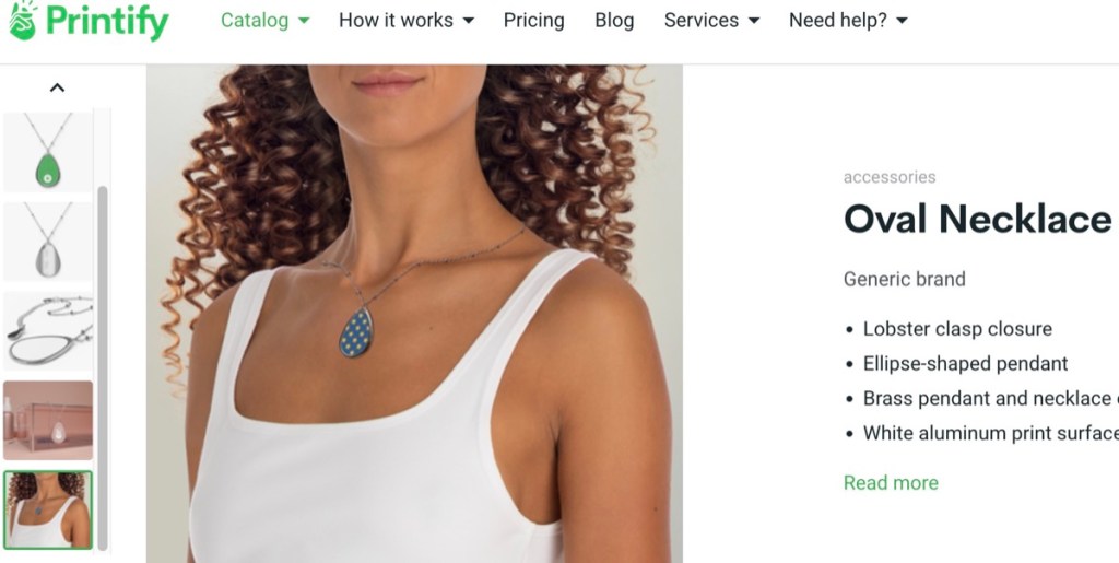 Printify custom necklaces print-on-demand supplier