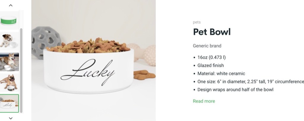Printify pet bowl print-on-demand supplier