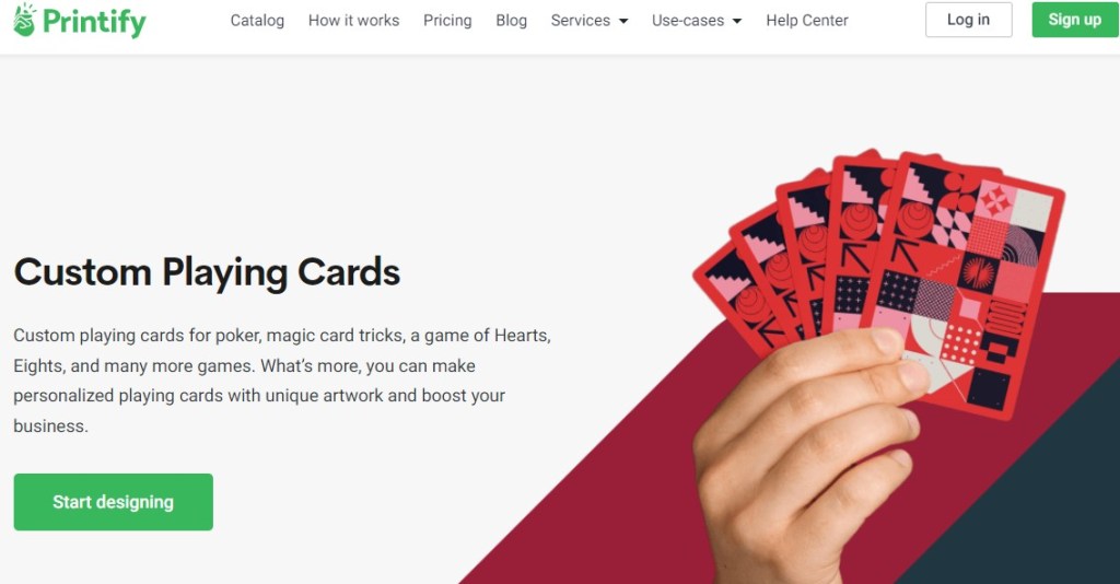 Printify playing card deck print-on-demand company
