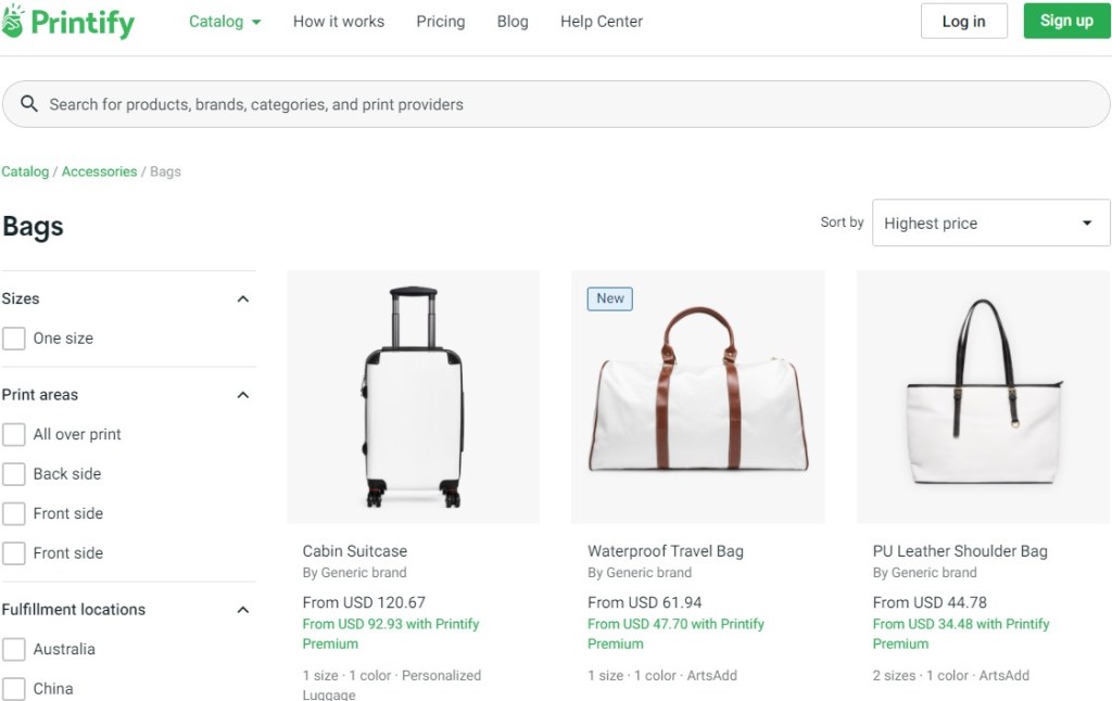 Printify tote, bag, & backpack print-on-demand company
