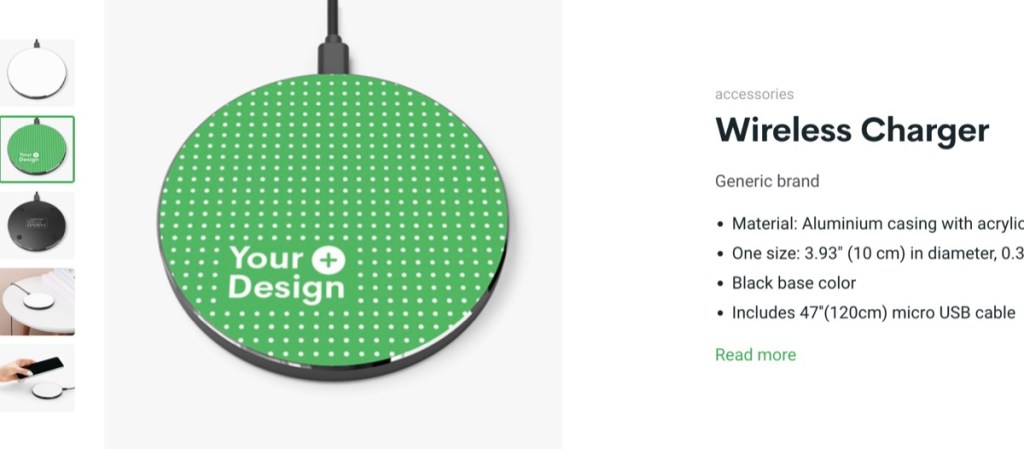 Printify wireless charger print-on-demand supplier