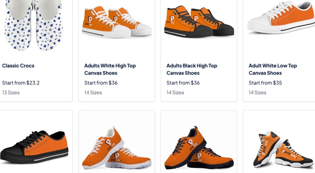 Printway shoes & sneakers print-on-demand suppliers for Shopify