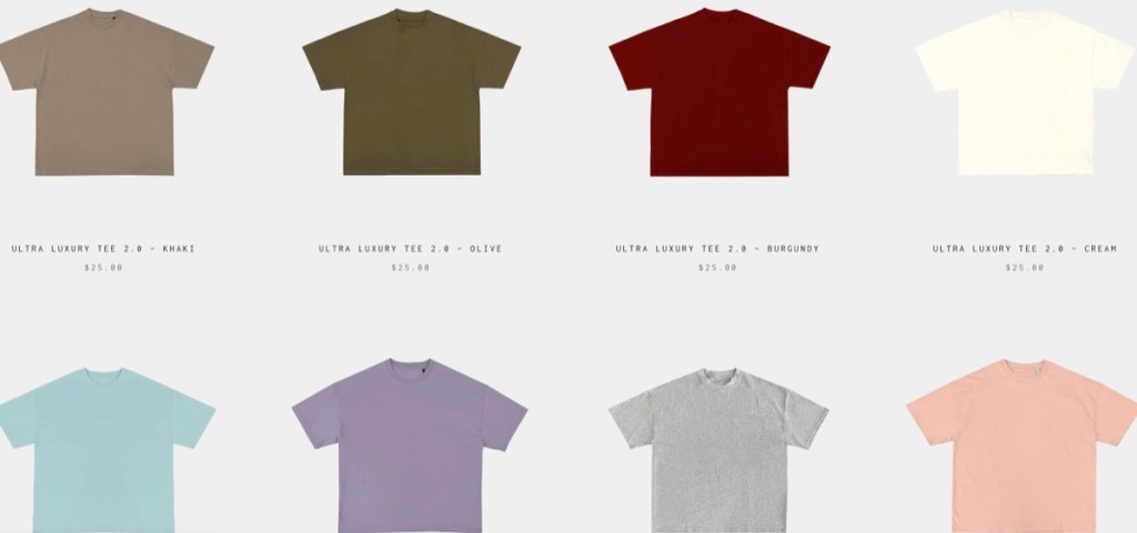 Rue Porter wholesale blank t-shirt supplier in Los Angeles, California