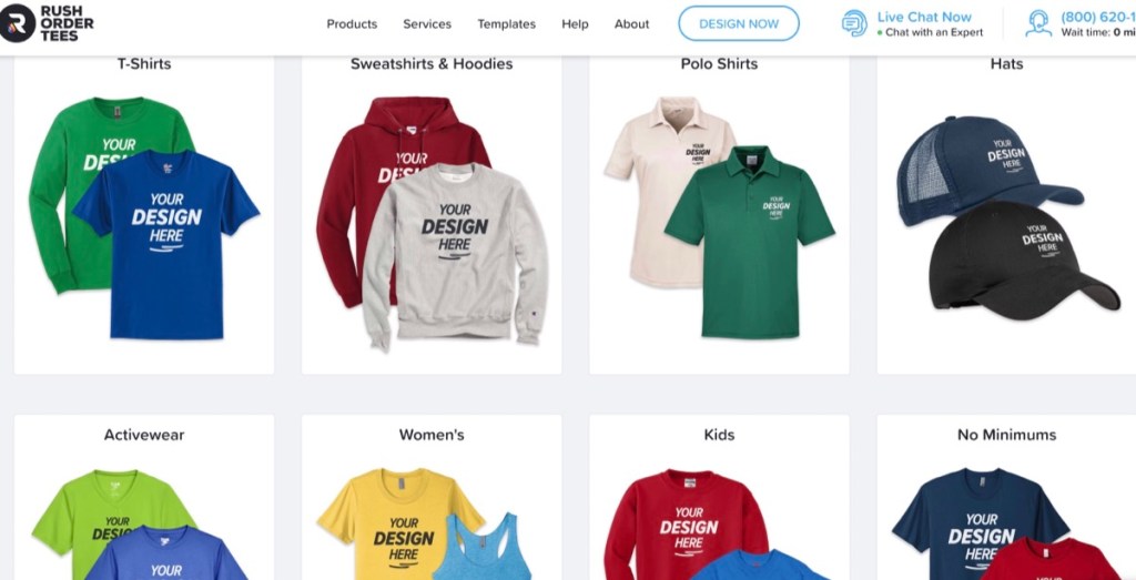 RushOrderTees online custom logo clothing printing company