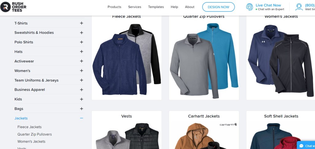 RushOrderTees online custom jacket printing service & company