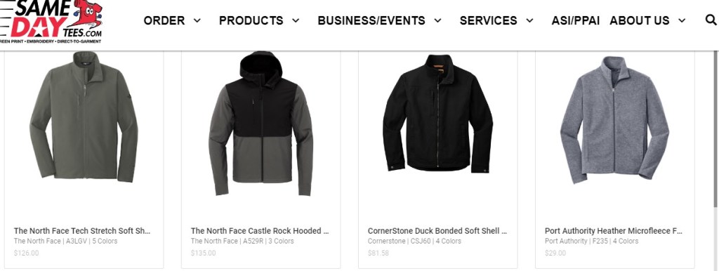 SameDayTees online custom jacket printing service & company