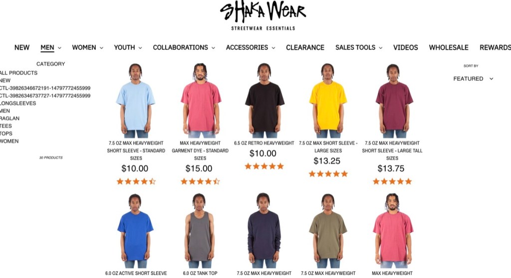Shaka Wear wholesale blank t-shirt supplier in Los Angeles, California