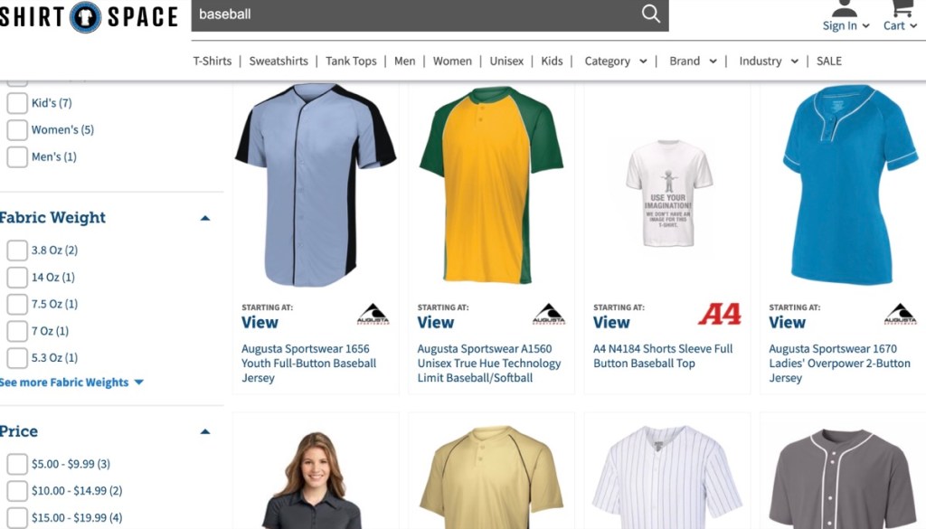 ShirtSpace wholesale blank baseball jersey distributor