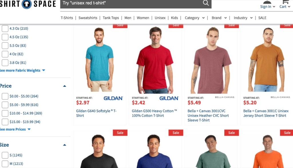 ShirtSpace wholesale blank t-shirt supplier in Dallas, Texas, USA