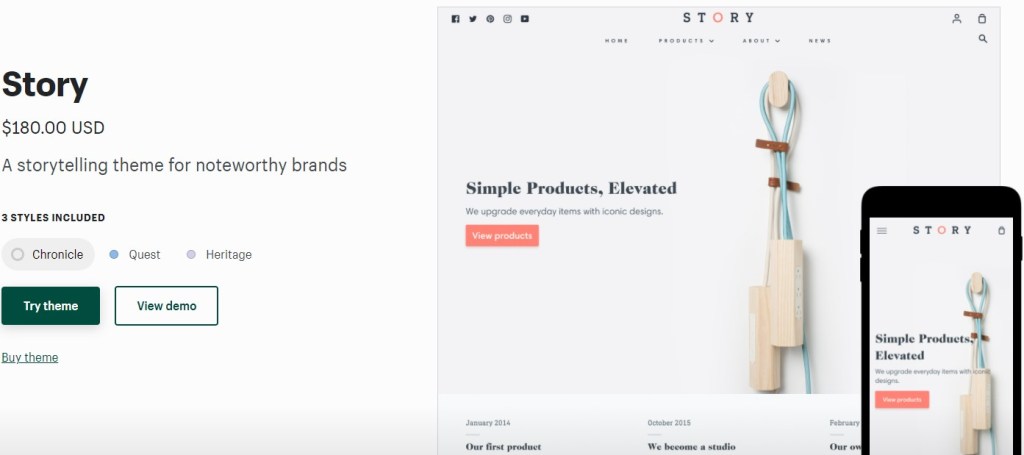 Shopify Story theme for coffee dropshipping