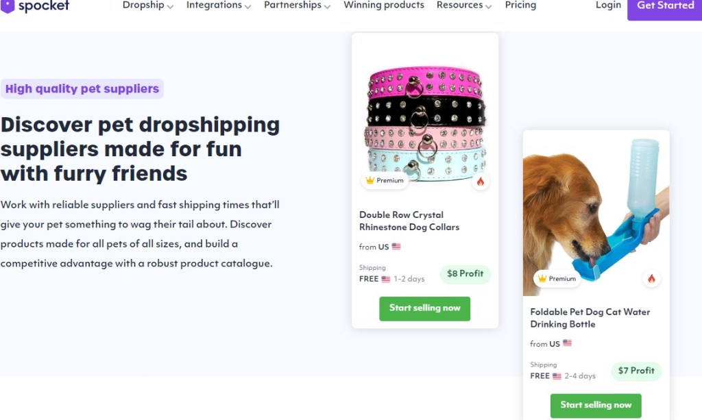 Spocket pet clothing & pet supply dropshipping supplier