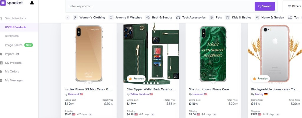 Spocket phone cases & accessories dropshipping supplier
