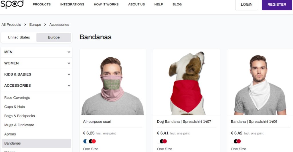 SPOD bandana print-on-demand company